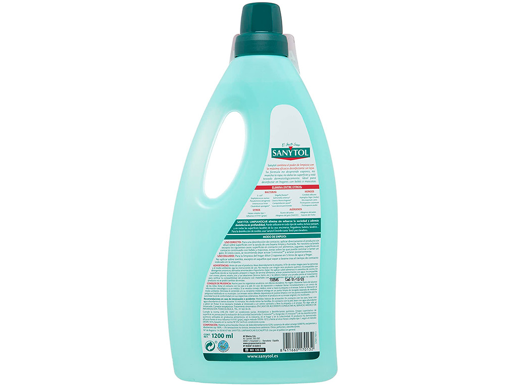 DETERGENTE DESEMFETANTE SANYTOL LIMPEZA DOMESTICA MULTISUPERFICIES FRASCO DE 2 LITROS