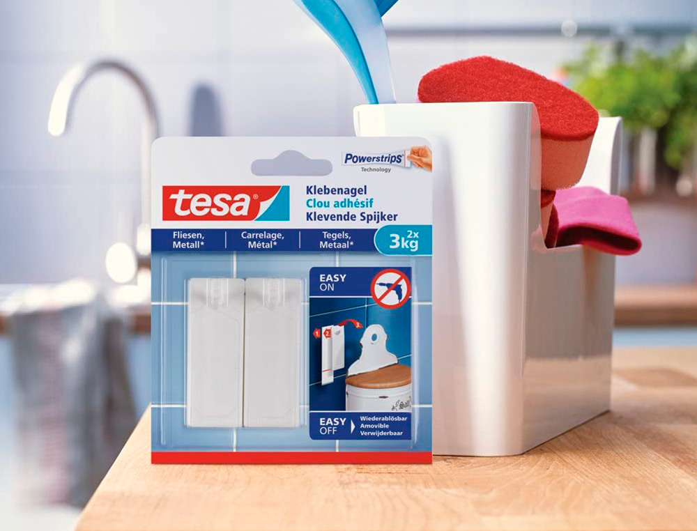 PREGO AUTOADESIVO TESA FIXACAO ATE 2 KG USO AZULEJOS REMOVIVEL BLISTER DE 2 UNIDADES