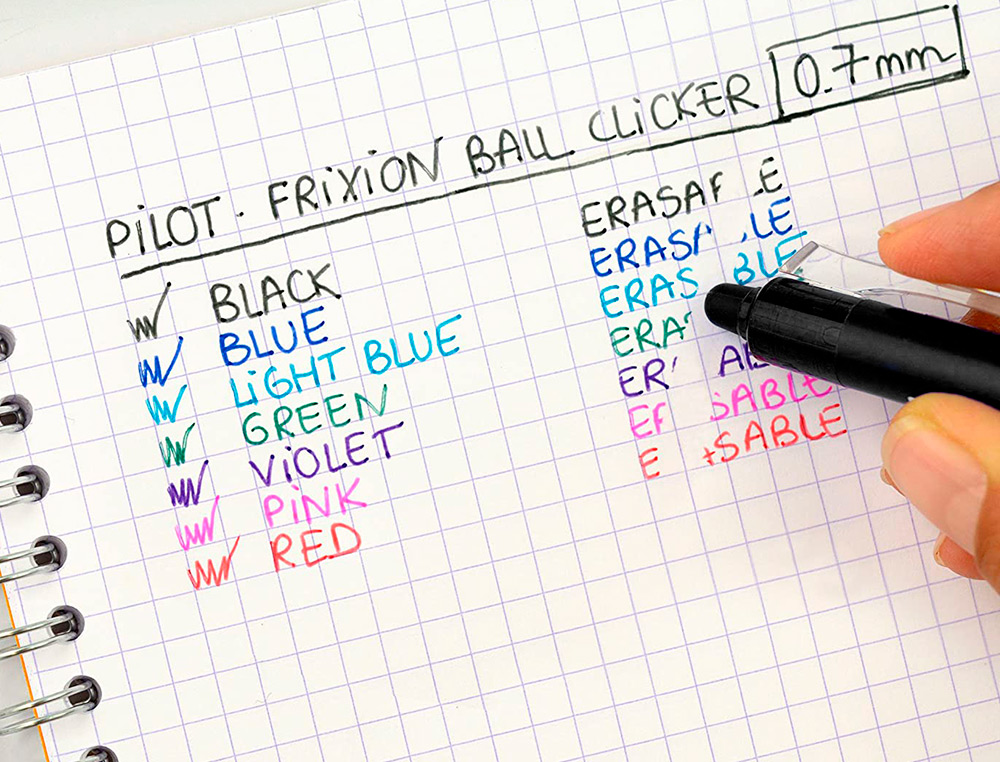 ESFEROGRAFICA PILOT FRIXION CLICKER APAGAVEL 0,7 MM PONTA MEDIA PRETO EM BLISTER