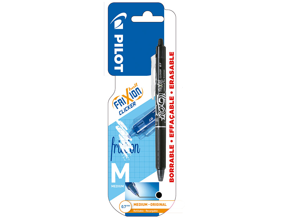 ESFEROGRAFICA PILOT FRIXION CLICKER APAGAVEL 0,7 MM PONTA MEDIA PRETO EM BLISTER