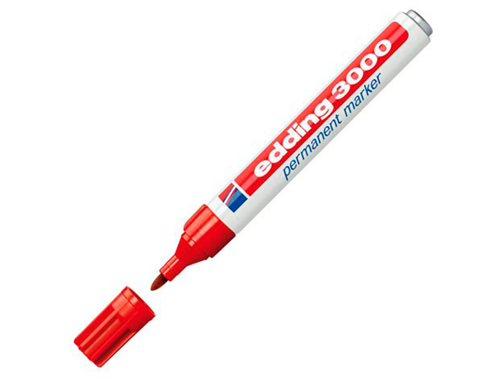 MARCADOR EDDING MARCADOR PERMANENTE 3000 VERMELHO N.2 PONTA REDONDA 1,5-3 MM BLISTER DE 1 UNIDADE