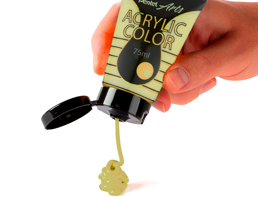 TINTA ACRILICA PENTEL EM TUBO DE 75 ML COR ESPECIAL AMARELO METALICO