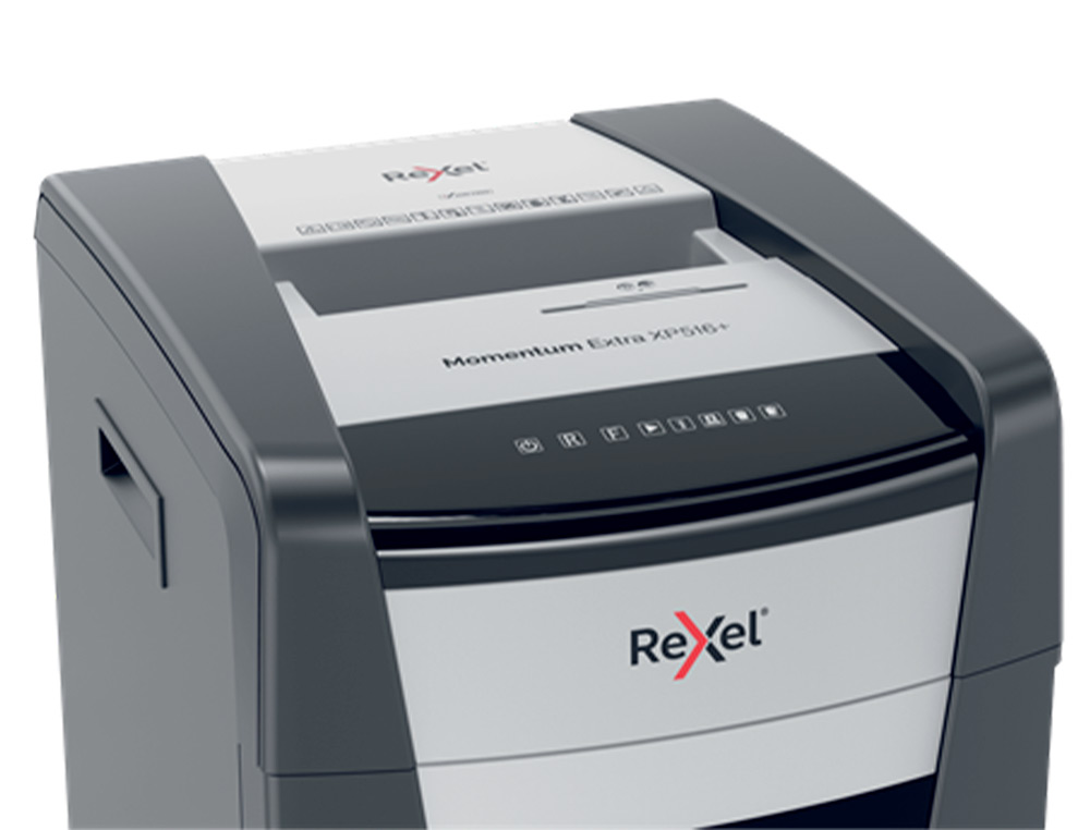 DESTRUIDORA DE DOCUMENTOS REXEL MOMENTUM EXTRA XP516+ CAPACIDADE CORTE 16 F P5 DESTROI AGRAFES CLIPS CD E CARTOES 85 L