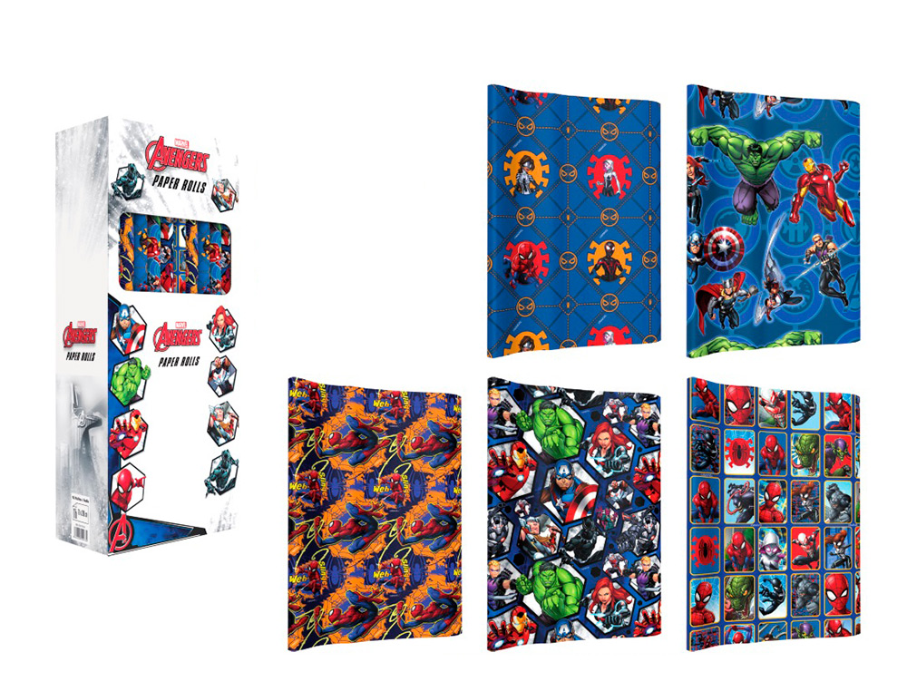 PAPEL FANTASIA BASIKA MARVEL ROLO DE 70 X 200 CM 60 GR MODELOS SORTIDOS