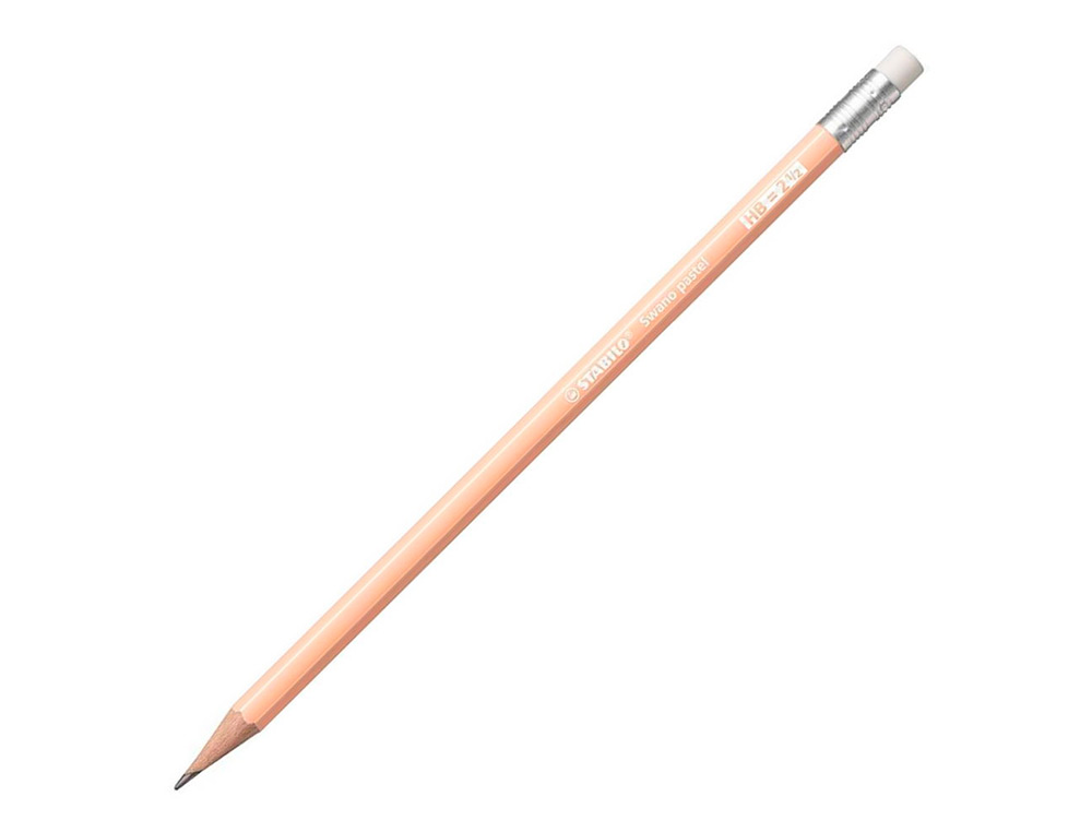 LAPIS DE GRAFITE STABILO SWANO COM BORRACHA MINA 2,2 MM DUREZA HB PESSEGO PASTEL
