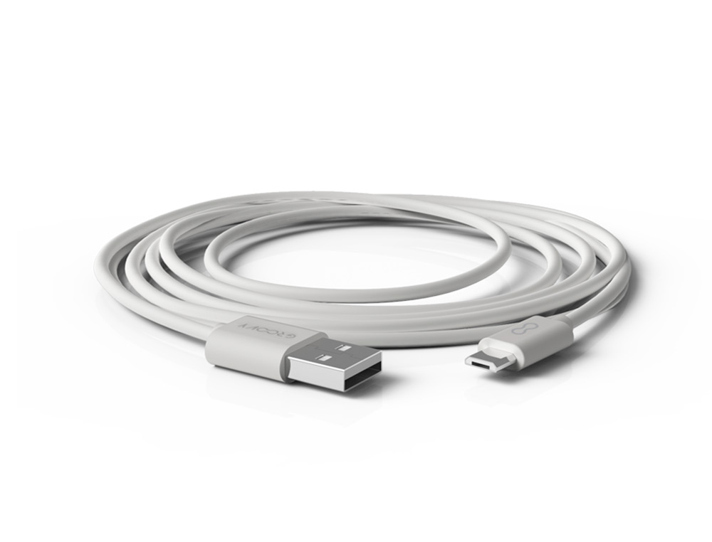 CABO GROOVY USB-A A MICRO USB COMPRIMENTO 2 MT COR BRANCO