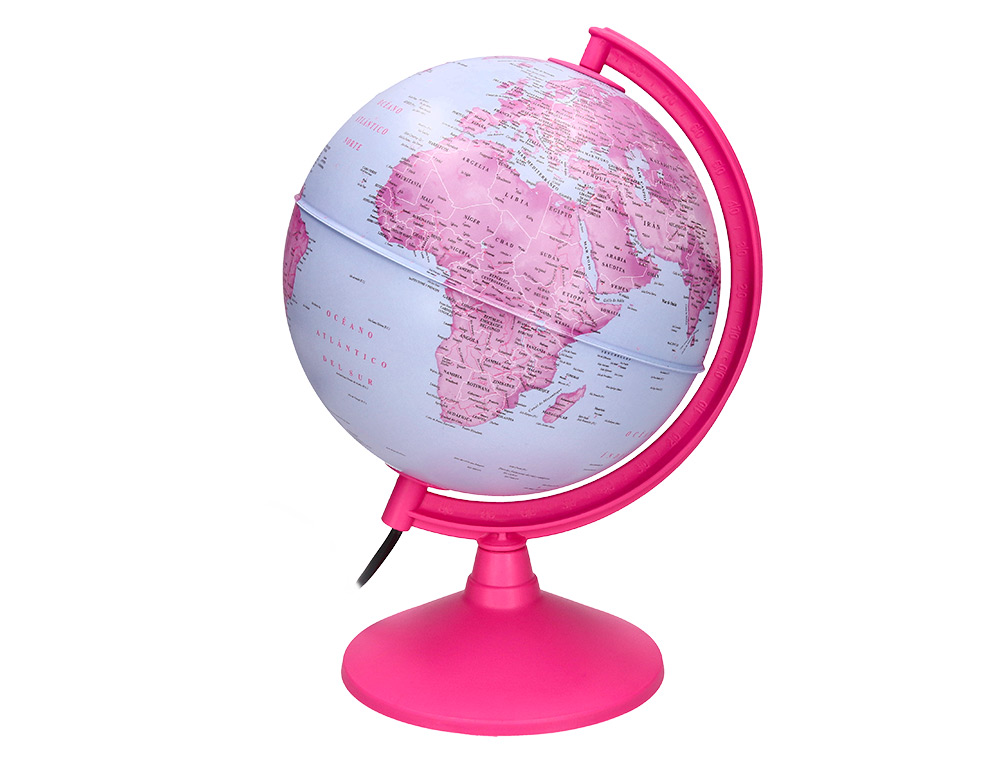 GLOBO LIDERPAPEL COM LUZ FISICO E POLITICO DIAMETRO 20 CM COR ROSA