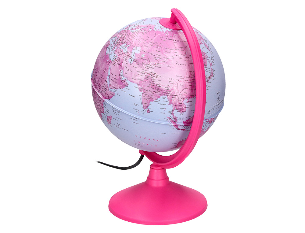 GLOBO LIDERPAPEL COM LUZ FISICO E POLITICO DIAMETRO 20 CM COR ROSA
