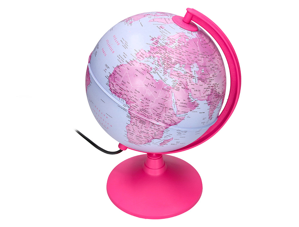 GLOBO LIDERPAPEL COM LUZ FISICO E POLITICO DIAMETRO 20 CM COR ROSA