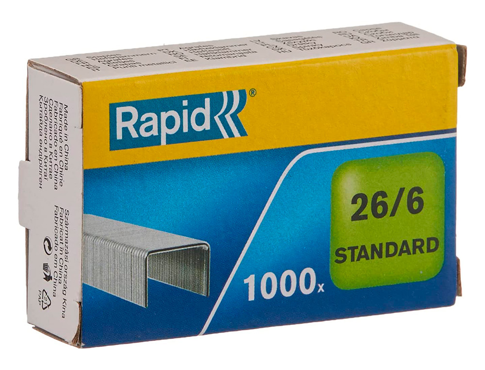 AGRAFES RAPID 26/6 MM GALVANIZADOS CAIXA DE 1000 UNIDADES