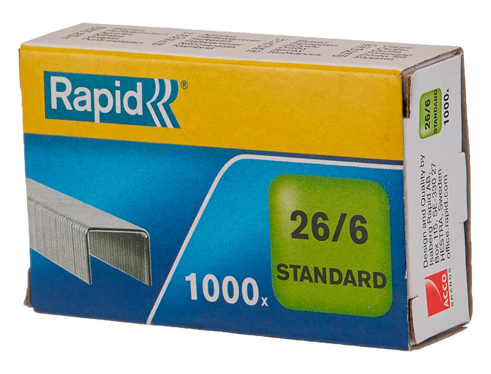 AGRAFES RAPID 26/6 MM GALVANIZADOS CAIXA DE 1000 UNIDADES