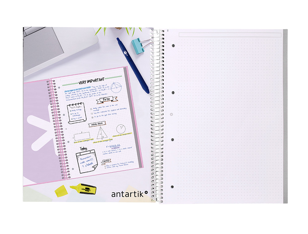 CADERNO ESPIRAL A4 MICRO ANTARTIK CAPA FORRADA 80F 90 GR PONTILHADO 1 BANDA 4 FUROS COR CELESTE