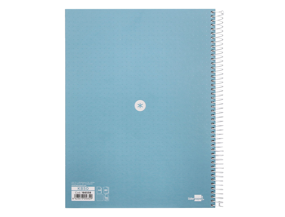 CADERNO ESPIRAL A4 MICRO ANTARTIK CAPA FORRADA 80F 90 GR PONTILHADO 1 BANDA 4 FUROS COR CELESTE