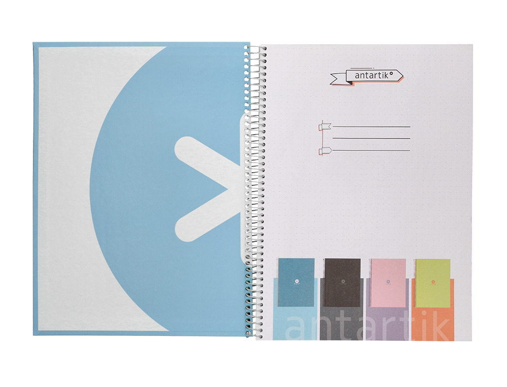 CADERNO ESPIRAL A4 MICRO ANTARTIK CAPA FORRADA 80F 90 GR PONTILHADO 1 BANDA 4 FUROS COR CELESTE