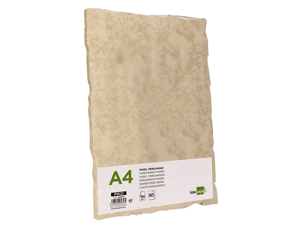 PAPEL PERGAMINHO LIDERPAPEL DIN A4 COM REBORDO 180G/M2 COR CREME EMBALAGEM DE 50 FOLHAS