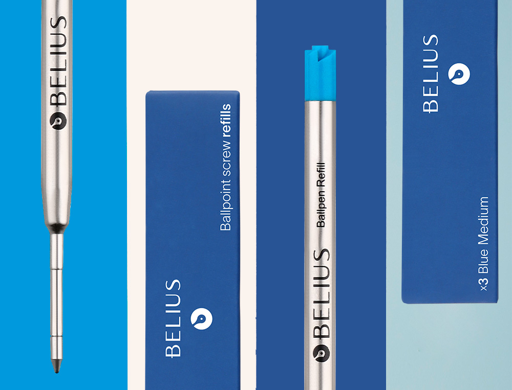 RECARGA ESFEROGRAFICA BELIUS AZUL 0,8 MM CAIXA 3 UNIDADES