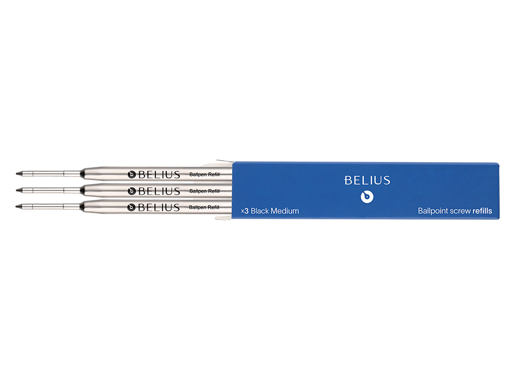 RECARGA ESFEROGRAFICA BELIUS AZUL 0,8 MM CAIXA 3 UNIDADES