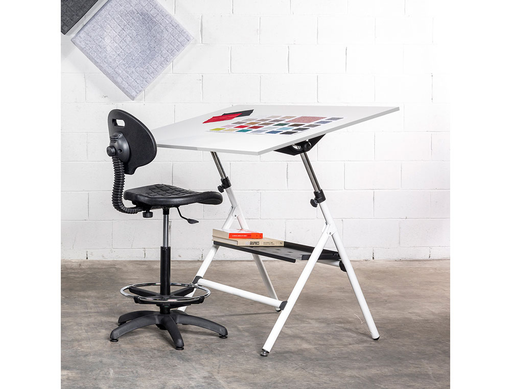 MESA DE DESENHO ROCADA RD-175 ESTRUTURA METALICA DOBRAVEL REGULAVEL EM ALTURA TABULEIRO 75X90 CM