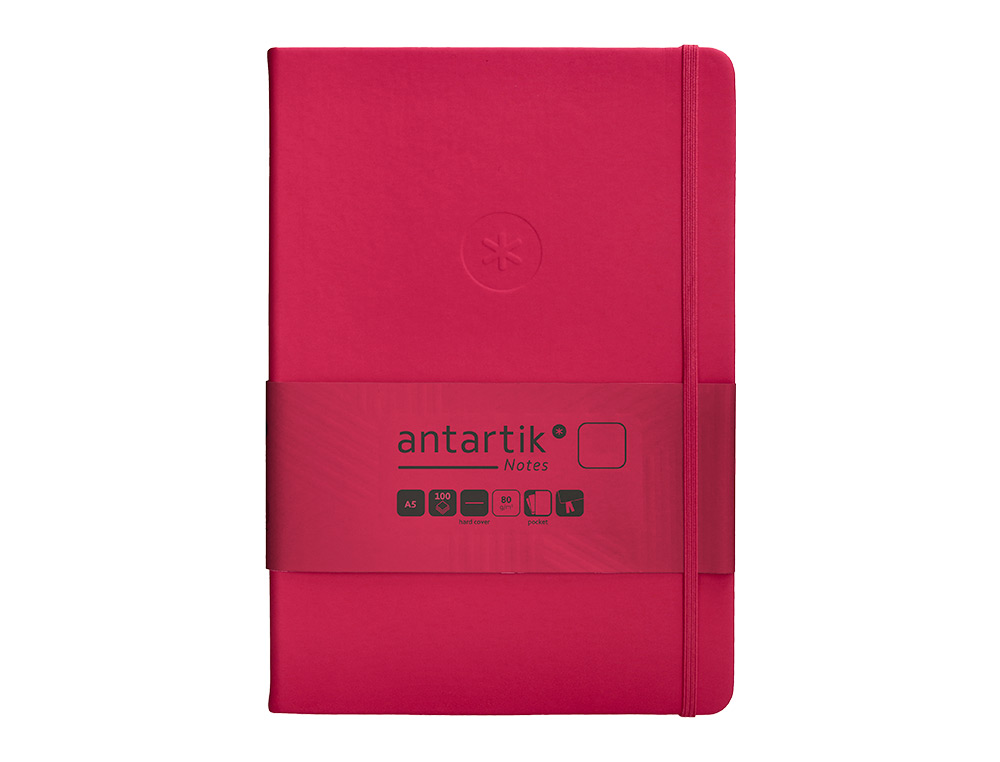 CADERNO COM ELASTICO ANTARTIK NOTES CAPA DURA A5 LISO FUCSIA 100 FOLHAS 80 GR FSC