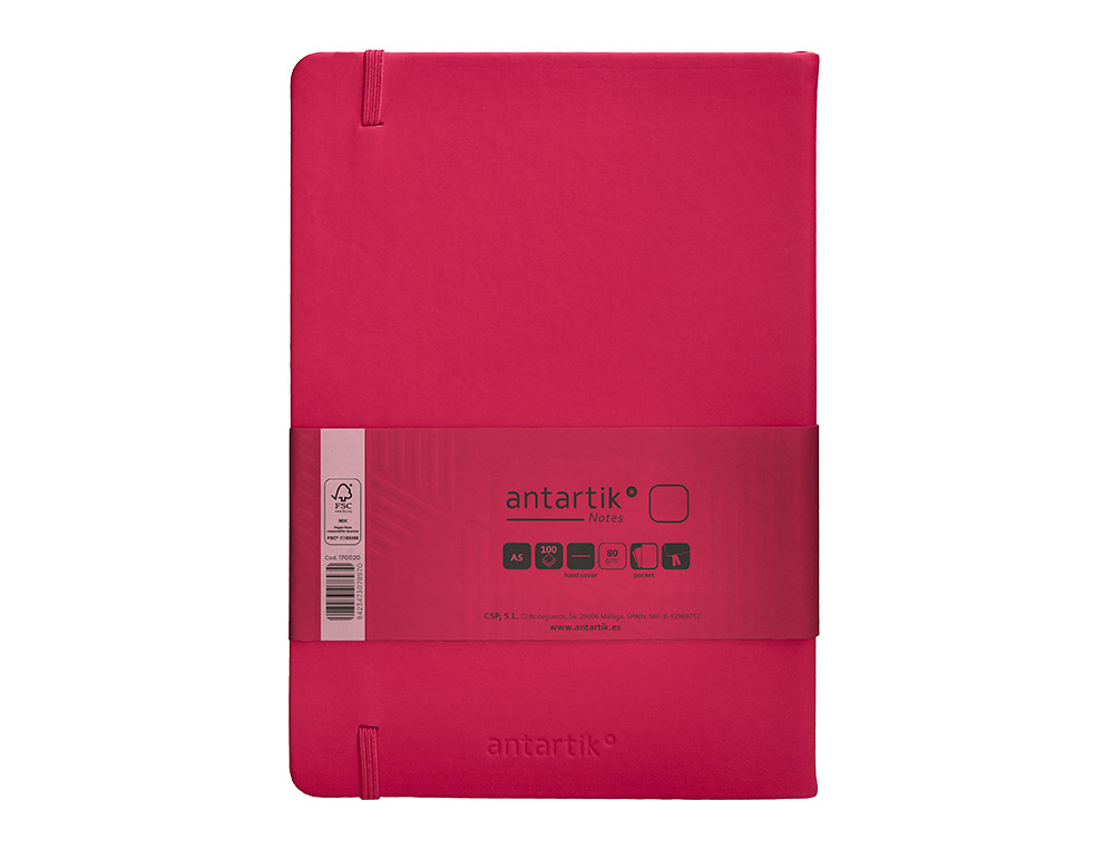 CADERNO COM ELASTICO ANTARTIK NOTES CAPA DURA A5 LISO FUCSIA 100 FOLHAS 80 GR FSC