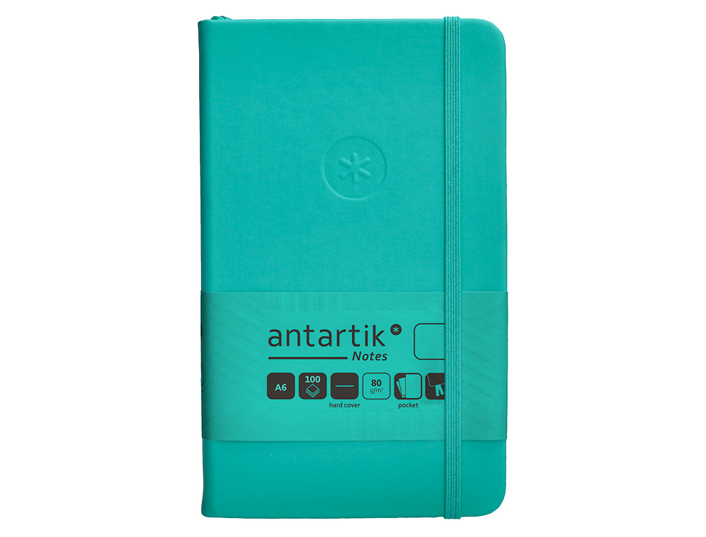 CADERNO COM ELASTICO ANTARTIK NOTES CAPA DURA A6 LISO TURQUESA 100 FOLHAS 80 GR FSC