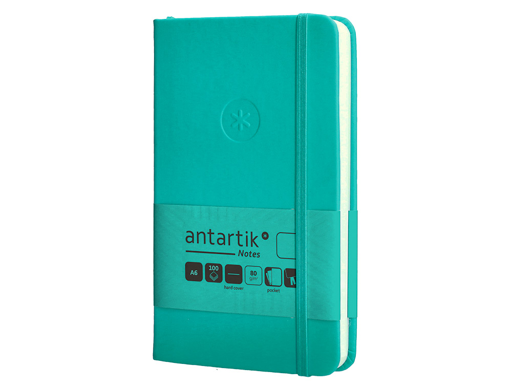 CADERNO COM ELASTICO ANTARTIK NOTES CAPA DURA A6 LISO TURQUESA 100 FOLHAS 80 GR FSC