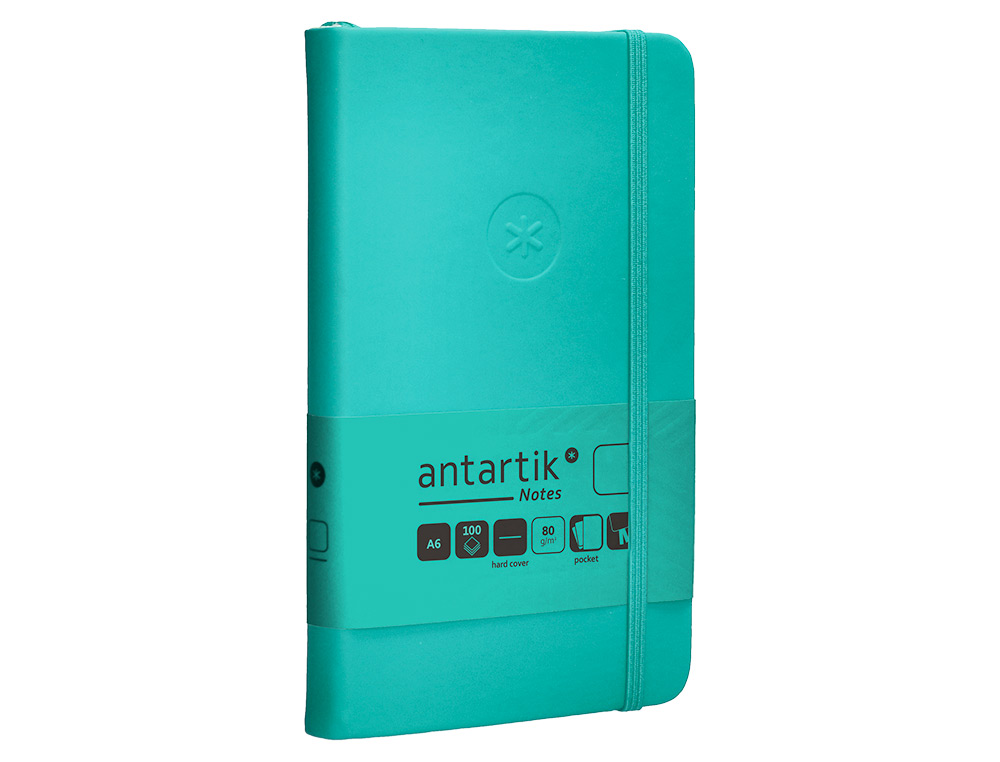 CADERNO COM ELASTICO ANTARTIK NOTES CAPA DURA A6 LISO TURQUESA 100 FOLHAS 80 GR FSC