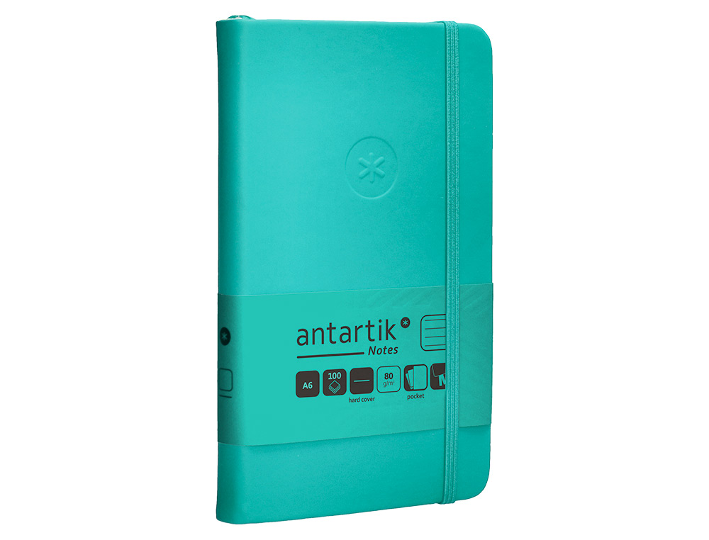 CADERNO COM ELASTICO ANTARTIK NOTES CAPA DURA A6 PAUTADO TURQUESA 100 FOLHAS 80 GR FSC
