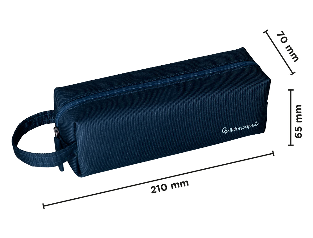 ESTOJO ESCOLAR LIDERPAPEL RETANGULAR COM ASA 210X70 MM AZUL MARINHO