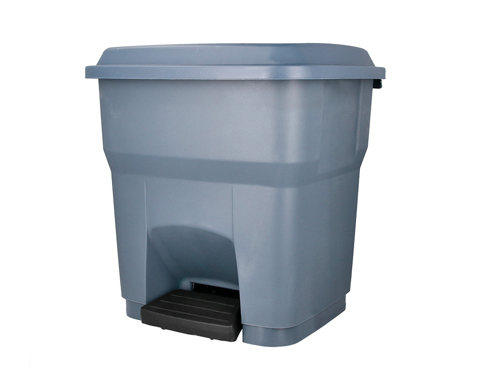 CESTO DE PAPEIS Q-CONNECT PLASTICO COM TAMPA E PEDAL 30 LITROS CINZA 395X395X420 MM