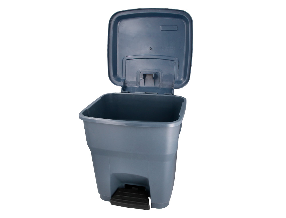 CESTO DE PAPEIS Q-CONNECT PLASTICO COM TAMPA E PEDAL 30 LITROS CINZA 395X395X420 MM