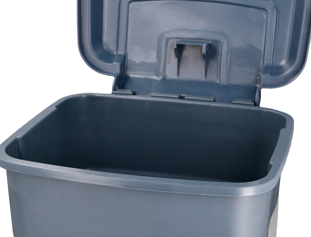 CESTO DE PAPEIS Q-CONNECT PLASTICO COM TAMPA E PEDAL 30 LITROS CINZA 395X395X420 MM
