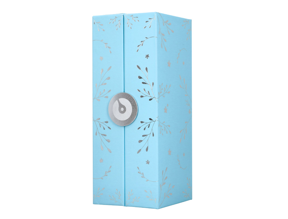 ROLLER BELIUS BELLA ALUMINIO COR AZUL CELESTE DESENHO PRATEADO RELEVO TINTA COR PRETO CAIXA DE DESIGN