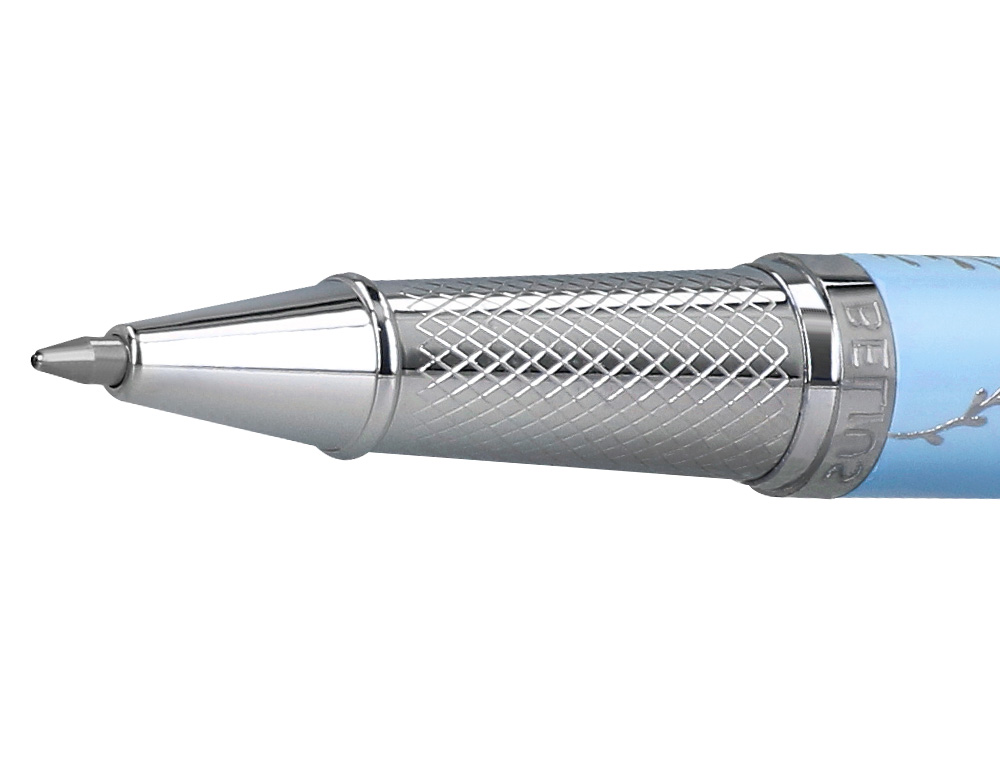 ROLLER BELIUS BELLA ALUMINIO COR AZUL CELESTE DESENHO PRATEADO RELEVO TINTA COR PRETO CAIXA DE DESIGN