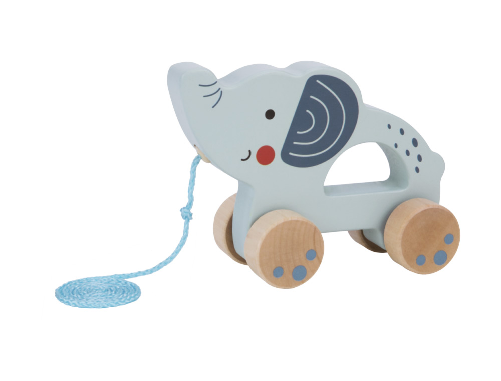 JOGO INFANTIL IMAGINOVO MADEIRA ELEFANTE PARA ARRASTAR COM RODAS +12 MESES 13,4X10X5,4CM