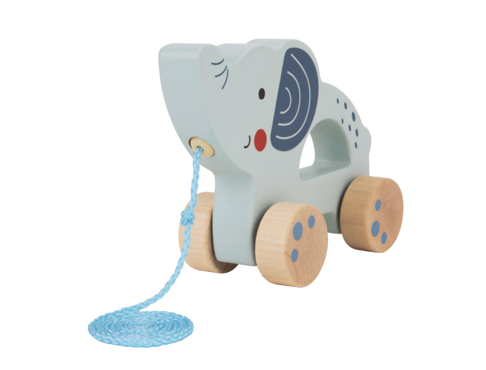 JOGO INFANTIL IMAGINOVO MADEIRA ELEFANTE PARA ARRASTAR COM RODAS +12 MESES 13,4X10X5,4CM