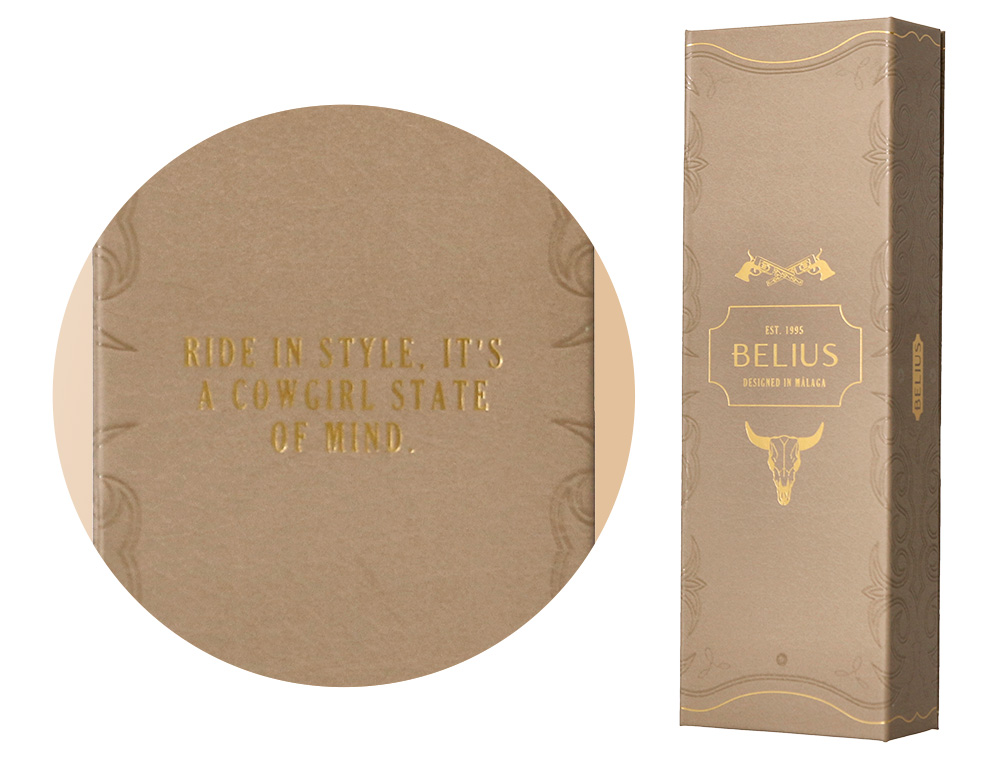 ROLLER BELIUS WILD WEST ALUMINIO COR BEGE TINTA COR PRETO CAIXA DE DESIGN