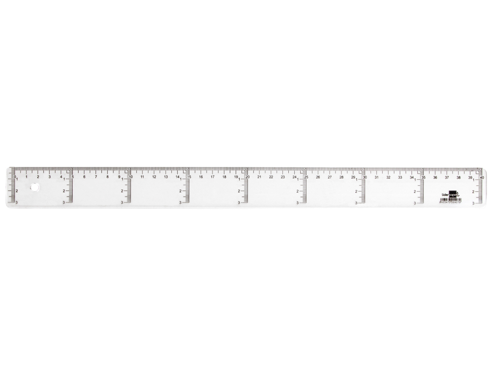 REGUA PLASTICO CRISTAL LIDERPAPEL TRANSPARENTE 40 CM