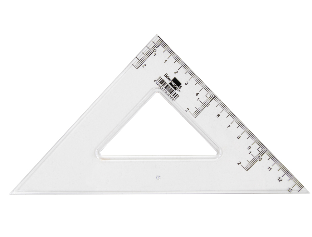 ESQUADRO LIDERPAPEL PLASTICO CRISTAL TRANSPARENTE 20 CM