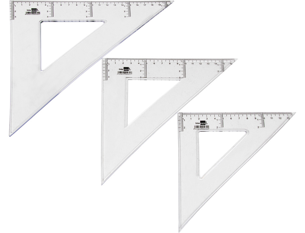 ESQUADRO LIDERPAPEL PLASTICO CRISTAL TRANSPARENTE 20 CM