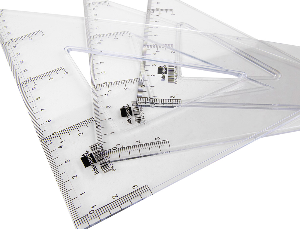 ESQUADRO LIDERPAPEL PLASTICO CRISTAL TRANSPARENTE 20 CM