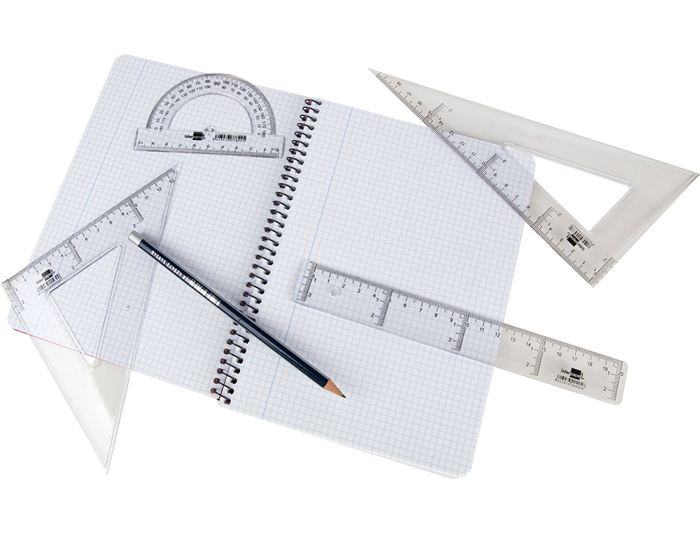 ESQUADRO LIDERPAPEL PLASTICO CRISTAL TRANSPARENTE 20 CM