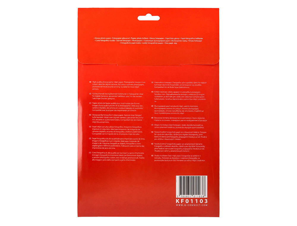 PAPEL FOTOGRAFIA Q-CONNECT GLOSSY 180 GR PAPEL REVESTIDO CAIXA 20 FOLHAS