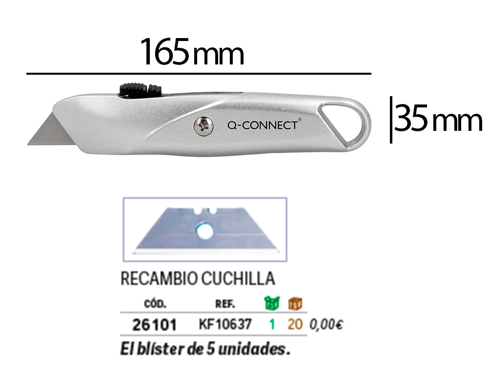 X-ATO Q-CONNECT LARGO METALICO LAMINA DE ACO 18 MM DE LARGURA COMPRIMENTO 165 MM BLISTER DE 1 UNIDADE