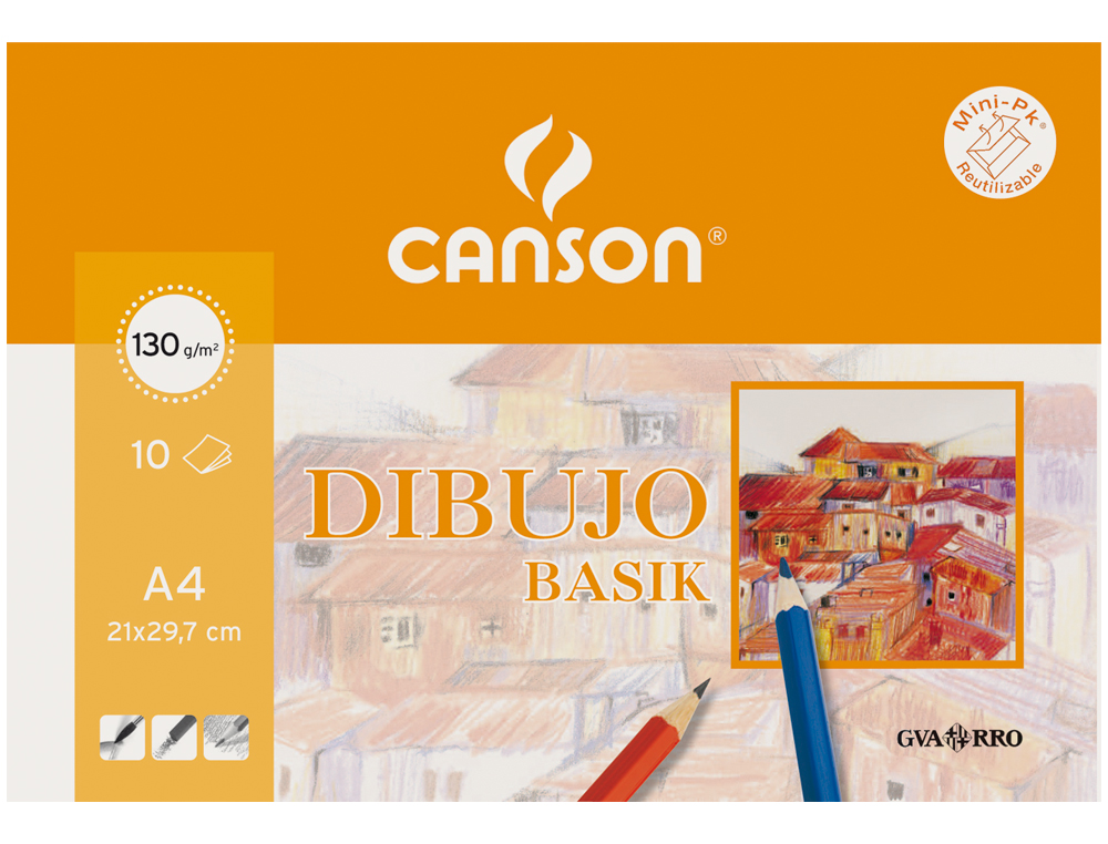 PAPEL DE DESENHO BASIK DIN A3 + COM ESQUADRIA EM MINIPACKS DE 10 FOLHAS
