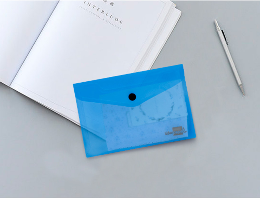 BOLSA PORTA DOCUMENTOS LIDERPAPEL COM MOLA DIN A7 AZUL