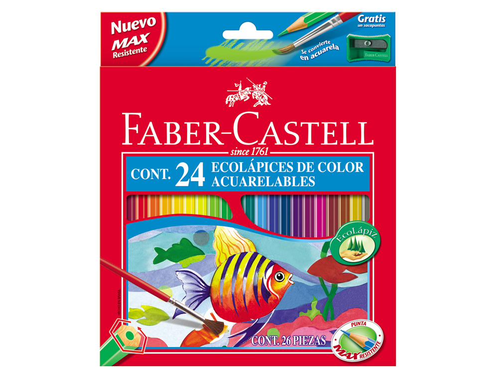 LAPIS DE COR FABER-CASTELL AGUARELAVEIS C/ 24 SORTIDOS