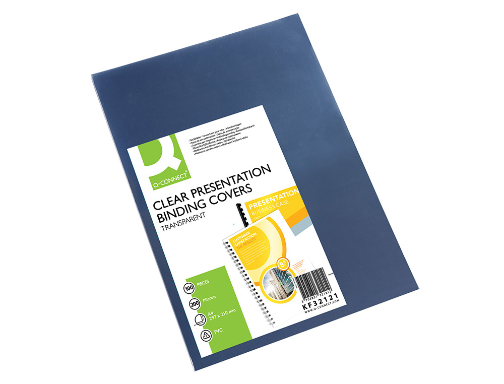 CAPA DE ENCADERNACAO Q-CONNECT PVC DIN A4 INCOLOR 200 MICRONS PACK DE 100 UNIDADES
