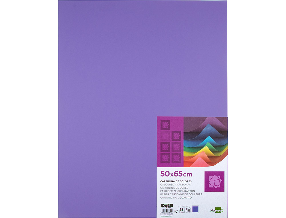 CARTOLINA LIDERPAPEL 50X65 CM 180 GR PURPURA PACK DE 25 UNIDADES