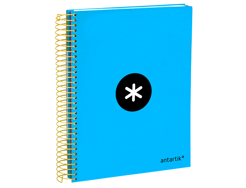 CADERNO ESPIRAL DIN A5 ANTARTIK CAPA FORRADA 120 F 100 GR PAUTADO 5 BANDAS DE CORES 6 FUROS COR AZUL